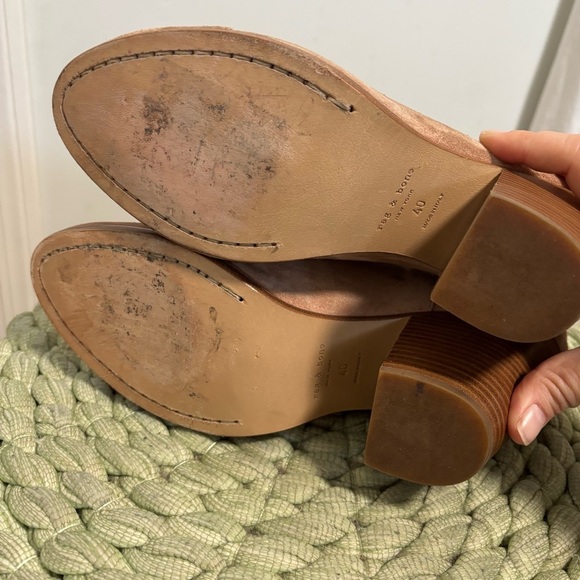 Rag & Bone Harrow Tan/Nude Suede Slip On Block Heel Booties - Picture 9 of 11